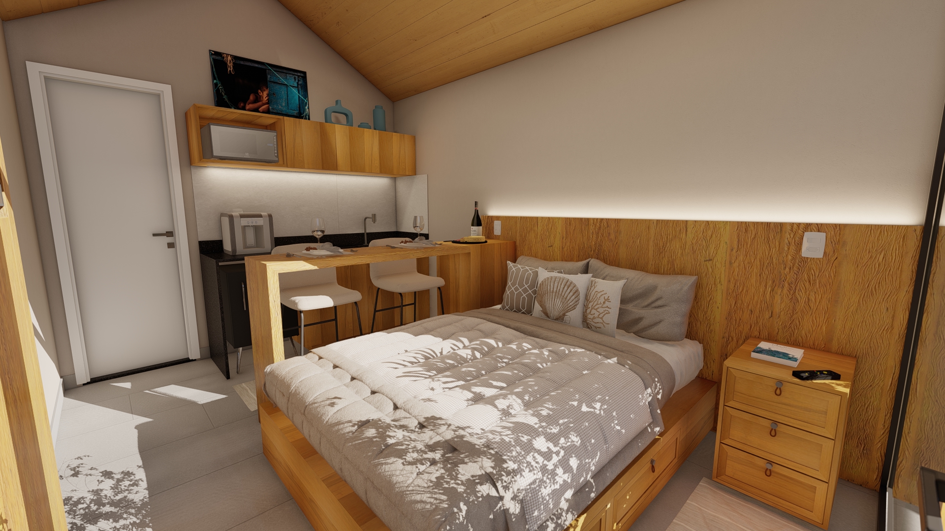 Cozinha rústica equipada